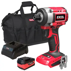 Excel 18V Cordless Brushless Impact Driver with 1 x 4.0Ah Battery Charger & Bag