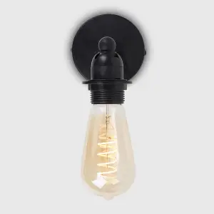 ValueLights Cambourne Black Indoor Wall Light and E27 Pear LED 4W Warm White 2200K Bulb