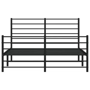 Berkfield Metal Bed Frame with Headboard and Footboard Black 140x190 cm