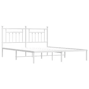 Berkfield Metal Bed Frame with Headboard White 183x213 cm