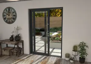 Green & Taylor Anthracite Grey Aluminium External Sliding Doors - LH Sliding / RH Fixed - 1490 x 2090mm (WxH)