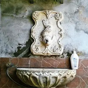 Large White Stone Fish design Wall Fountain