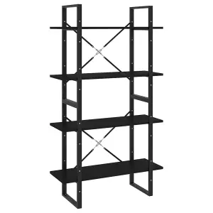 Berkfield 4-Tier Book Cabinet Black 80x30x140 cm Engineered Wood