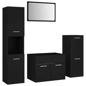 Berkfield Bathroom Furniture Set Black Engineered Wood