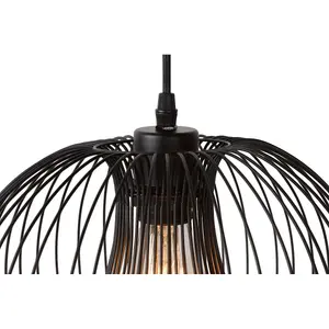 Lucide Vinti Vintage Wire Pendant Light 30cm - 1xE27 - Black