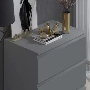 Dark Grey Chest Of 3 Drawers Scratch Resistant Bedroom Furniture