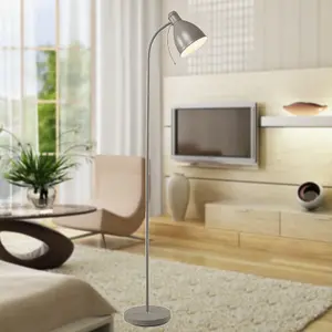 First Choice Lighting Sven Grey Floor Lamp / Reading Light