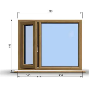 1095mm (W) x 895mm (H) Wooden Stormproof Window - 1/3 Left Opening Window - Toughened Safety Glass