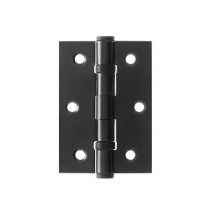 UAP Pack of 4 Door Hinges - 3 Inch - 75x50mm - Mild Steel Ball Bearing Butt - Square Corners - Internal Door - Matt Satin Black