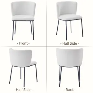 Set of 4 Sherpa Dining Chairs Teddy Boucle Upholstered Kitchen Chairs with Curved Back Accent Arm Chairs Side Chairs