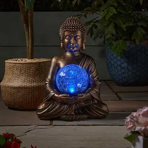 Solar Powered Colour Changing LED Lights Buddha Garden Ornament