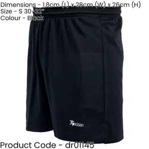 S ADULT Elastic Lightweight Football Gym Training Shorts - Plain BLACK 30-32"