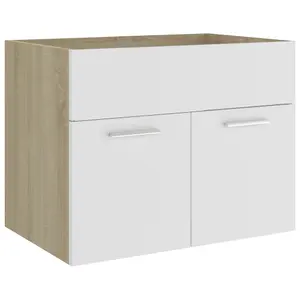 Berkfield Sink Cabinet White and Sonoma Oak 60x38.5x46 cm Engineered Wood