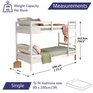 Wooden Bunk Bed Single Splittable Twin Sleeper