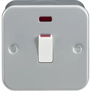 Knightsbridge Single Metal Clad Switch 20A 1 Gang DP With Neon - M8341N