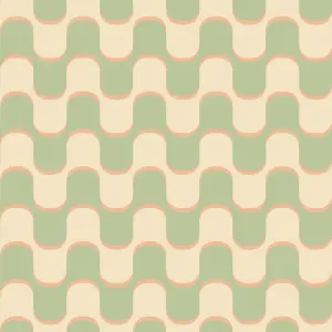 Bobbi Beck eco-friendly green retro squiggle pattern wallpaper