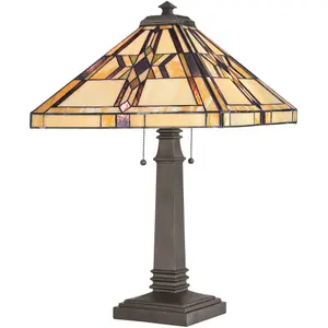 Elstead Finton Tiffany 2 Light Table Lamp Vintage Bronze