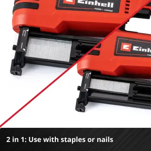 Einhell Power X-Change Cordless Nail Gun And Stapler 2-in-1 Brad Nailer With 300 Nails Staples TE-CN 18 Li Solo - Body Only