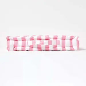 Homescapes Cotton Pink Thick Stripe Floor Cushion, 50 x 50 cm