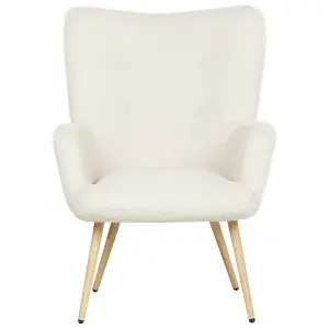 Wingback Chair VEJLE with Footstool Boucle Off-White