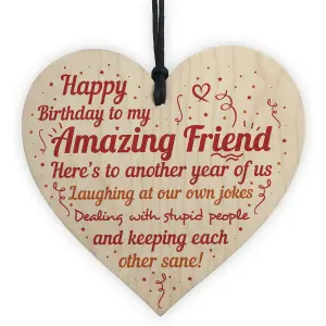 Red Ocean Handmade Wooden Hanging Heart Plaque Gift Perfect for your Best Friend Birthday Friendship Keepsake