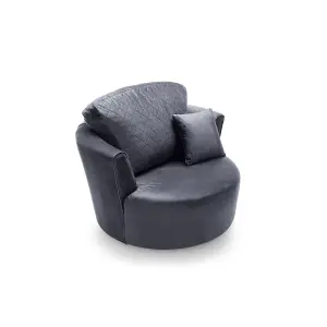 Chicago Velvet Swivel Chair in Dark Grey