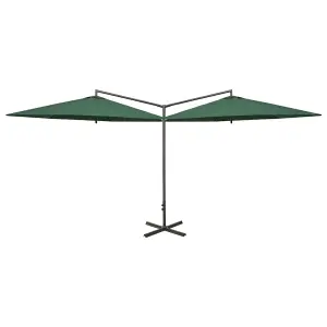 Berkfield Double Parasol with Steel Pole Green 600 cm