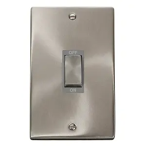 Satin / Brushed Chrome 2 Gang Ingot Size 45A Switch - Grey Trim - SE Home