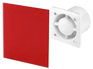 Awenta 100mm Pull Cord Extractor Fan Matte Red Glass Front Panel TRAX Wall Ceiling Ventilation