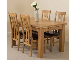 Richmond 140cm - 220cm Oak Extending Dining Table and 4 Chairs Dining Set with Princeton Chairs