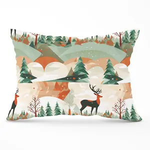 Reindeer On A Snowy Landscape Pattern Cushions 33cm x 48cm