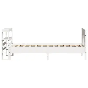 Berkfield Bed Frame without Mattress White 75x190 cm Small Single Solid Wood Pine