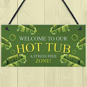 Red Ocean Hot Tub Sign Welcome Hanging Wall Plaque Shed Sign Garden Sign Gift For New Home