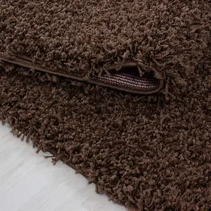 Abaseen 120x170 cm Brown Shaggy Rug - Soft Touch Thick Pile Modern Rugs - Washable Area Rugs for Home and Office