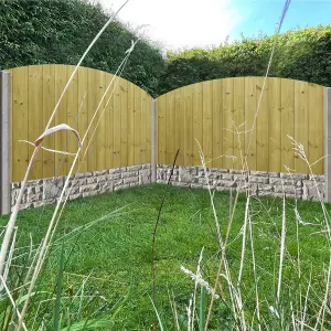 Dome Top Tongue & Groove Fence Panel (Pack of 4) Width: 6ft x Height: 3ft Vertical Interlocking Planks Fully Framed