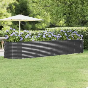 Berkfield Garden Planter Powder-coated Steel 396x100x68 cm Anthracite