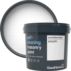 GoodHome Self-cleaning Pure brilliant white Smooth Matt Masonry paint, 5L Tub