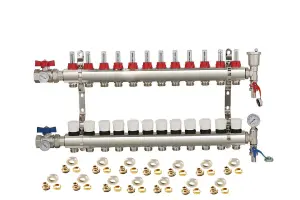 Warmer System Underfloor Heating 12 Port PSW Manifold with Grundfos Pump and Blending Valve Set