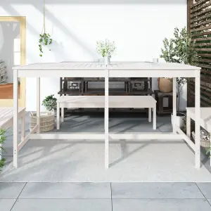 Berkfield Garden Table White 203.5x90x110 cm Solid Wood Pine