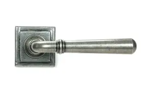 Pewter Newbury Lever on Rose Set (Square)