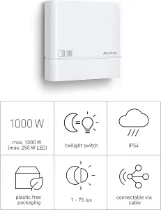 Steinel NightmatIQ White Twilight Switch Photoelectric Sensor 250 W LED