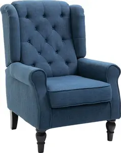 Portland Blue Retro Upholstered Wingback Armchair