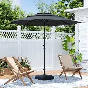 3M 3-Tier Parasol Umbrella Sun Shade with Mobile Base Easy Crank and Push Button