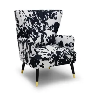 Fabric Cow Print Victoria Accent Wingback Chair