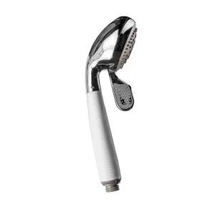 Croydex White Chrome effect 4-spray pattern Handset Shower head, 248mm