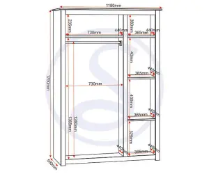 Panama 3 Door Wardrobe in White and Natural Wax Finish