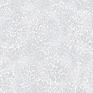 Galerie Natural Fx Silver Grey Leopard Embossed Wallpaper