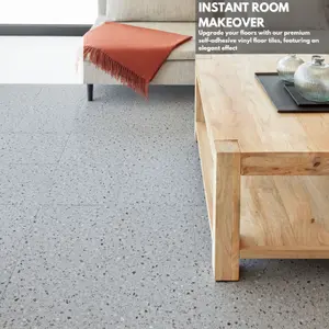 Self-Adhesive Vinyl Floor Tiles - 20 Pack for 20 ft² (1.8 m²) Coverage - Peel & Stick Vinyl Floor Tiles - Granite Terrazzo Effect