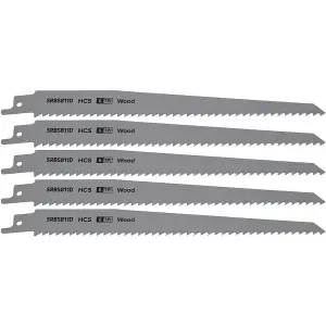 Reciprocating Saw Blade Clean Wood 200mm HCS 6tpi Pack of 5 by Ufixt