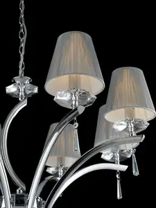 Luminosa ORCHESTRA 8 Light Chandeliers with Shades Chrome, K9 Crystals With Fabric 75x50cm